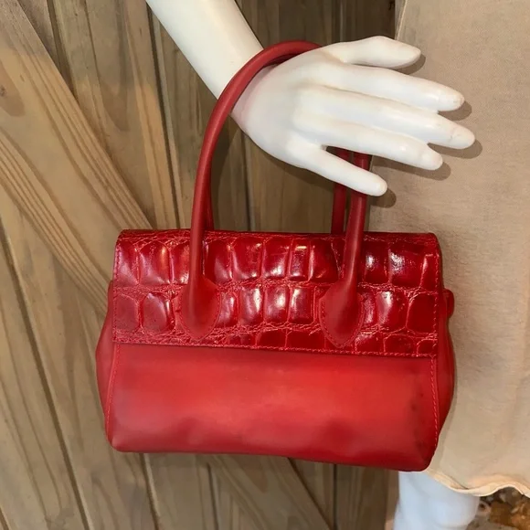 Mauro Governa vintage genuine crocodile alligator jelly Red hot Satchel - Picture 6 of 7